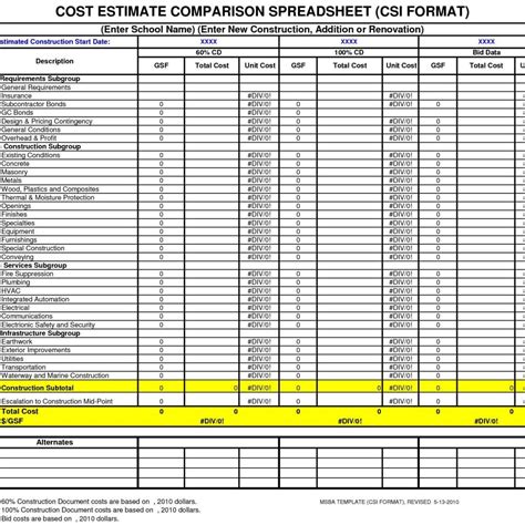 steel requirement excel sheet